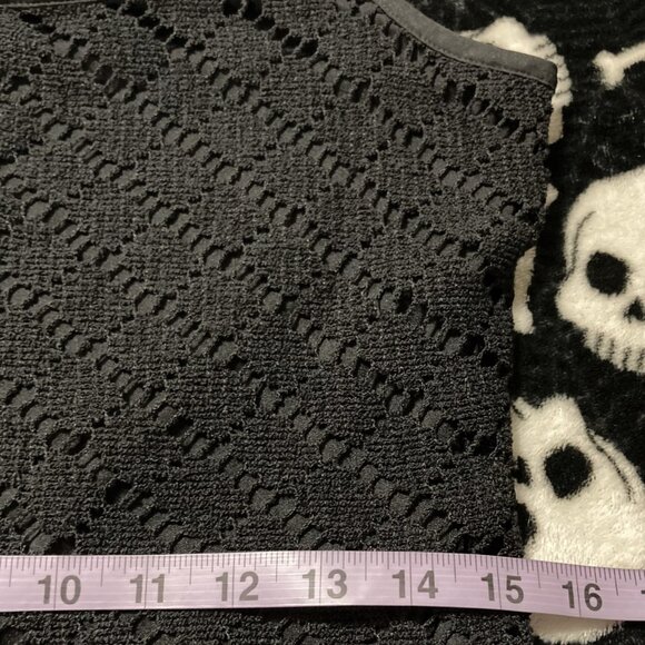 ACCOMPLICE Black crochet sleeveless a-line mini dress ~ Goth XS SMALL sundress - Picture 9 of 13